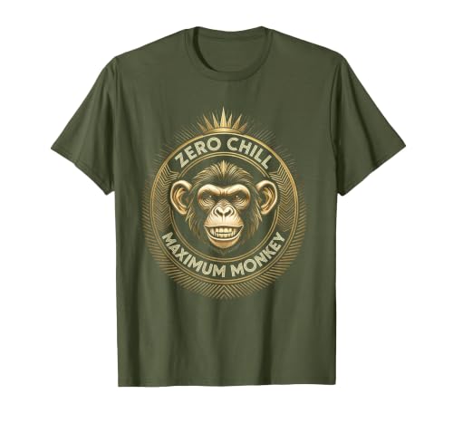 Mademark Zero Chill Maximum Monkey Fun Graphic Design T-Shirt - Men - size chart