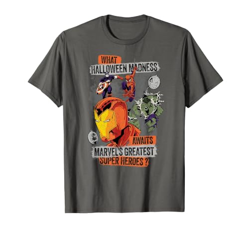 Marvel Halloween Madness Awaits the Greatest Super Heroes T-Shirt - size chart