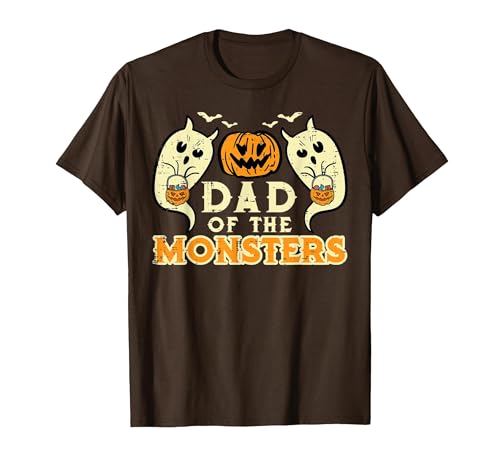 Mens Halloween Shirts For Dad Daddy Papa Men Halloween Dad of Monsters Funny Family Costume Papa Daddy T-Shirt - size chart