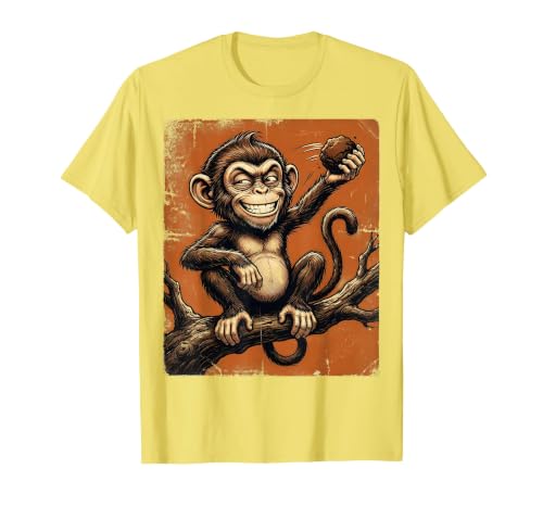 Mademark Smug Monkey Throwing Poop Funny Graphic T-Shirt - Men - size chart
