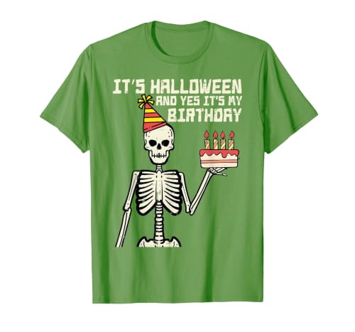 Halloween Shirts For Women Men Kids Boys Girls Its Halloween Yes My Birthday Skeleton Costume Men Women Kid T-Shirt - size