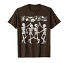 Dancing Skeletons Halloween Party Music Shirts Spooky Skeletons Symphony Halloween Dance Music Men Women T-Shirt - size chart