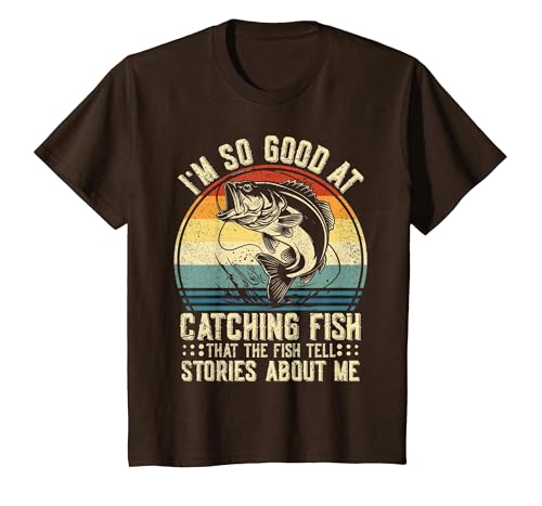 Fishing Fisherman Saying I'm So Good At Catching Fish that The Fish Tell Stories T-Shirt - size chart