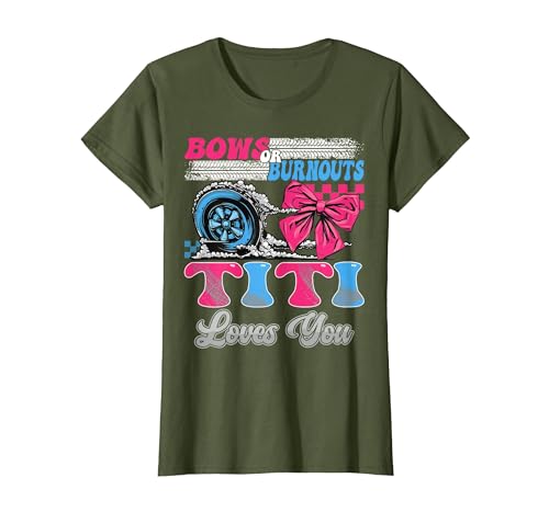 Gender Reveal Family Matching Burnouts or Bows Titi Loves You Gender Reveal Party T-Shirt - size chart