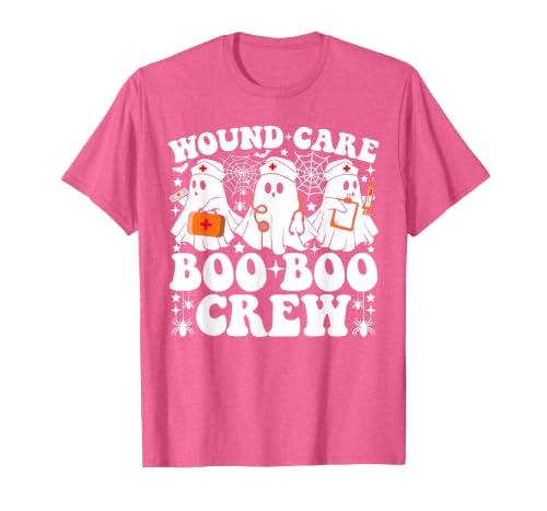 Wound Care Nurse Boo Boo Crew Halloween Wound Care Boo Boo Crew Nurse Funny Ghost Halloween Nurse T-Shirt - size chart