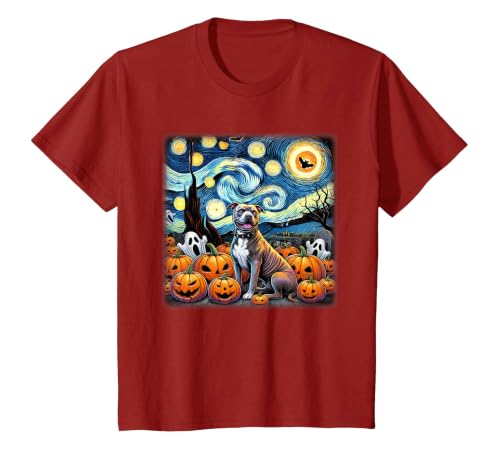 Pitbull Starry Night Tees Starry Night Pitbull Halloween T-Shirt - size chart