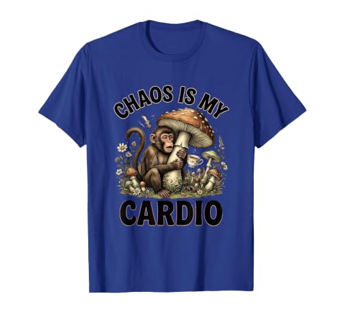 Mademark Chaos Is My Cardio Funny Monkey Design T-Shirt - Men - size chart