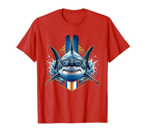 Mademark 6th Grade Shark Swimmer Goggles Illustration T-Shirt - size chart