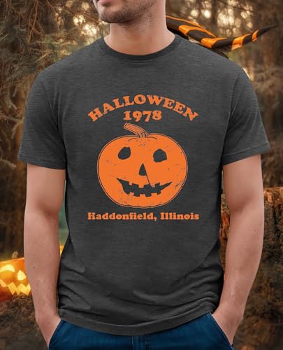 CAZYCHILD Halloween Shirts for Men Funny Halloween Pumpkin Shirt Dancing Skeleton Tee - size chart