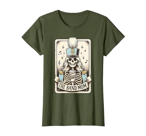 Marching Band Mom Tarot Card Skeleton Halloween Marching Band Mom Tarot Card Skeleton Mom Musical Instrument T-Shirt - size