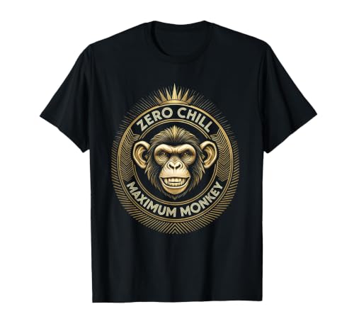 Mademark Zero Chill Maximum Monkey Fun Graphic Design T-Shirt - Men - size chart