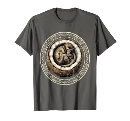 Mademark Cozy Monkey Curled in a Coconut Shell T-Shirt - Men - size chart