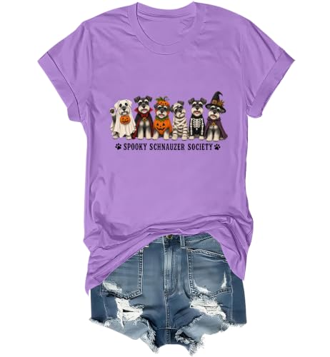 WQFQW Spooky Schnauzer Society Halloween Shirt Terrifying Halloween T-Shirt - size chart