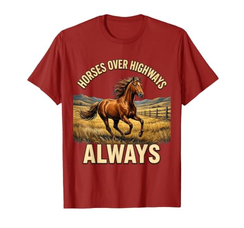 Mademark Horses Over Highways Always Equestrian Design T-Shirt - Men - size chart