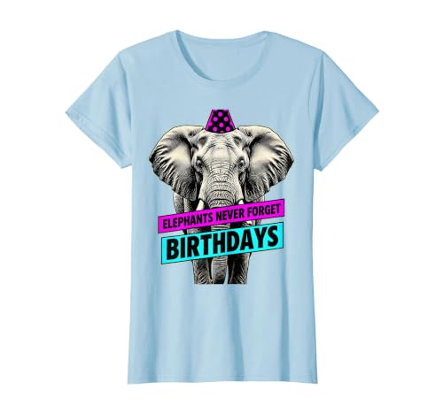 Mademark Elephants Never Forget Birthdays Funny Design T-Shirt - Women - size chart