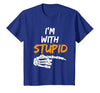I'm With Stupid Shirts I'm with Stupid Skeleton Hand Pointing Right Funny Halloween T-Shirt - size chart