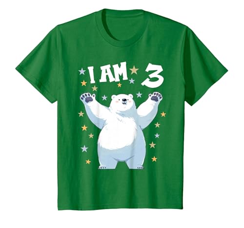 3 years old 3rd birthday Polar Bear Kids 3 Years Old 3 Birthday Polar Bears Boy Girl Polar Bear T-Shirt - size chart