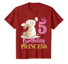 Kids 5th Birthday Rabbit Princess Girl Bunny 5 Years Old T-Shirt — design detail
