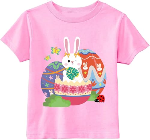 Easter Day Gift for Toddler Boy Baby Girl Tractor Loving Bunny T-Shirt — design detail