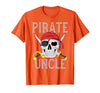 Pirate Family Apparel Pirate Uncle Jolly Roger Flag Skull Family Pirates T-Shirt - size chart