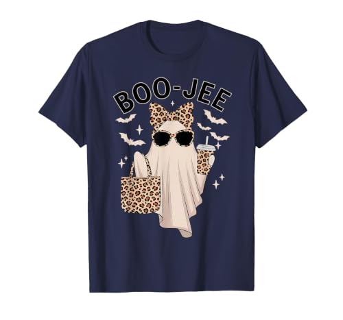 Halloween Boo-Jee Leopard Ghost Coquette Bow Coquette Leopard Ghost Coffee Boo-JEE Halloween Boujee Ghost T-Shirt - size