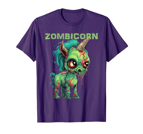 Unique All Hallows Eve Animal Meme Merch Stuff Funny Zombie Unicorn Halloween Tshirt Zombicorn Creature T-Shirt - size chart