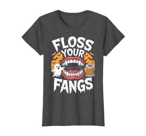 Spooky Dental Office Halloween Dental Crew Ghost Floss Your Fangs Dental Halloween Shirt Dentist Halloween T-Shirt - size