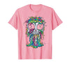 Skull & Halloween Designs for Bikers and Rockers Melting Skull Halloween Colorful Paint Drip Graphic T-Shirt - size chart