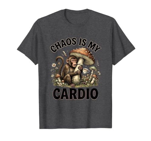 Mademark Chaos Is My Cardio Funny Monkey Design T-Shirt - Men - size chart