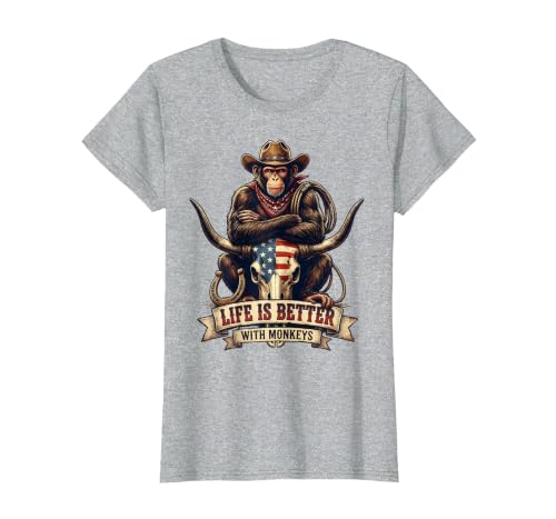 Mademark Life Is Better With Monkeys Fun Primate Design T-Shirt - Women - size chart