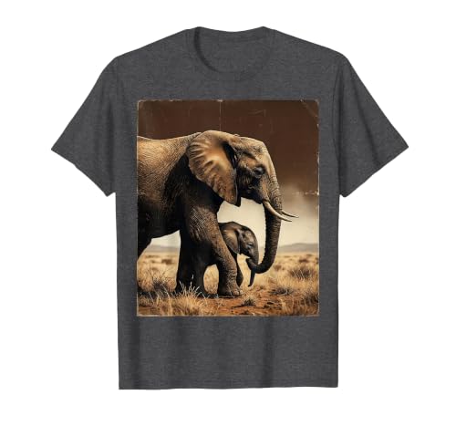 Mademark Mama and Baby Elephant Walk Together T-Shirt - Men - size chart