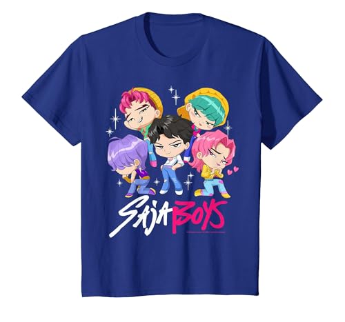 Kpop Demon Hunters Saja Boys Chibi Band Group Shot T-Shirt - size chart