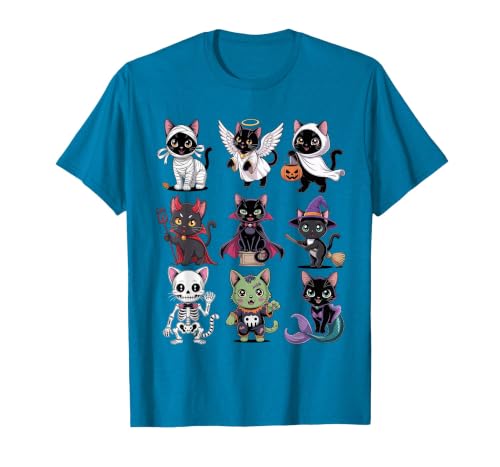 Halloween Cat Apparel Halloween Cat T-Shirt - Spooky Kittens Costume T-Shirt - size chart