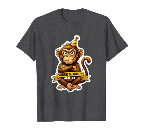 Mademark Sober Monkey Wild Life Sobriety Design T-Shirt - Men - size chart