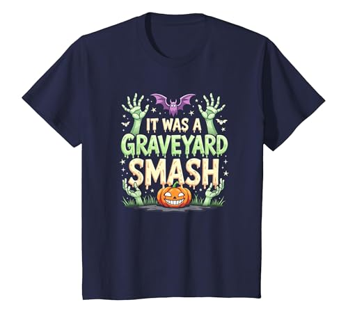 Mademark Monster Mash Graveyard Smash Halloween Party Fun T-Shirt - size chart