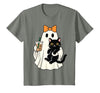 halloween iced coffee costume Cat Women Girls Cute Halloween Cat Ghost Drinking Coffee Ghost Women Girls T-Shirt - size chart