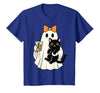 halloween iced coffee costume Cat Women Girls Cute Halloween Cat Ghost Drinking Coffee Ghost Women Girls T-Shirt - size chart