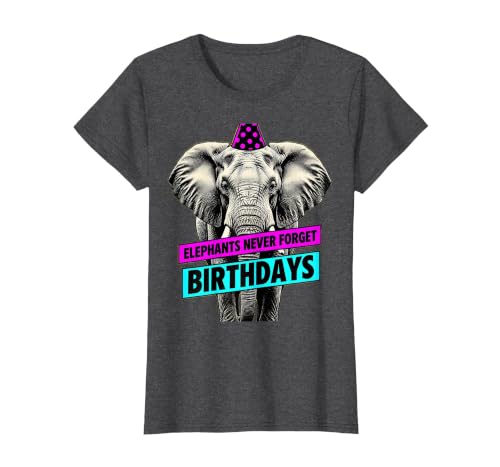 Mademark Elephants Never Forget Birthdays Funny Design T-Shirt - Women - size chart