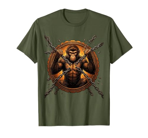 Mademark Monkey Breaking Chain Sobriety Freedom Graphic T-Shirt - Men - size chart