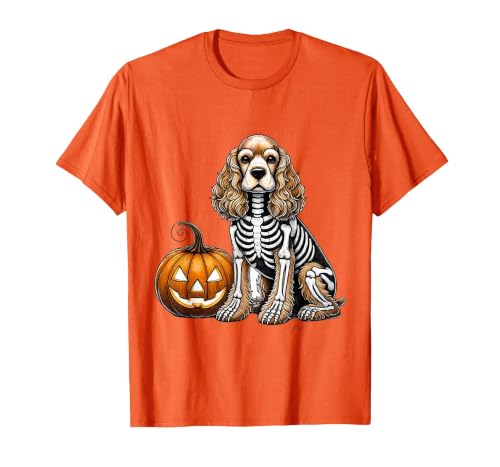 Spooky Cocker Spaniel Skeleton Costumes Halloween Cocker Spaniel Skeleton Jack O Lantern Funny Dog Halloween T-Shirt - size