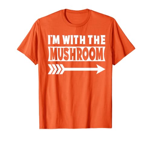 Funny Lazy & Easy Halloween Couple Costume Tee I'm with The Mushroom Halloween Costume Mushroom Halloween T-Shirt - size