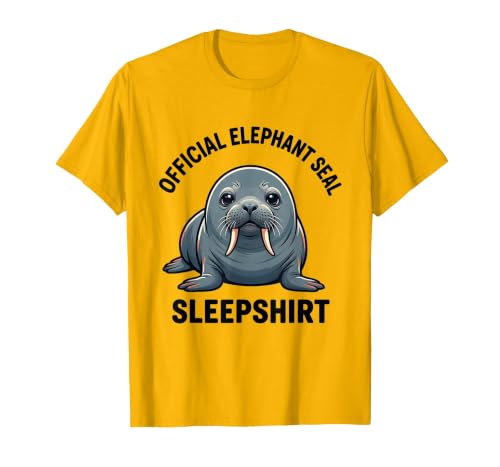 Mademark Official Elephant Seal Sleepshirt Cute Animal Humor T-Shirt - Men - size chart