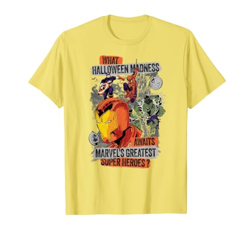 Marvel Halloween Madness Awaits the Greatest Super Heroes T-Shirt - size chart