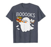 Halloween Tees for Women Men Kids Booooks Ghost Reading Halloween Library Librarian Teacher T-Shirt - size chart