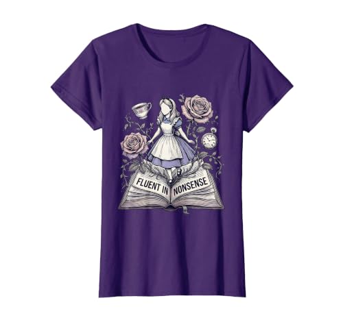 Mademark Fluent In Nonsense Alice in Wonderland Design T-Shirt - size chart