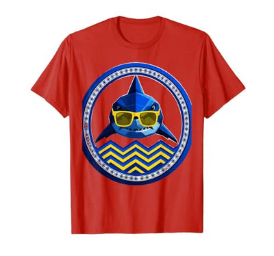 1st Grade Shark Surfing Cool Sunglasses Graphic T-Shirt