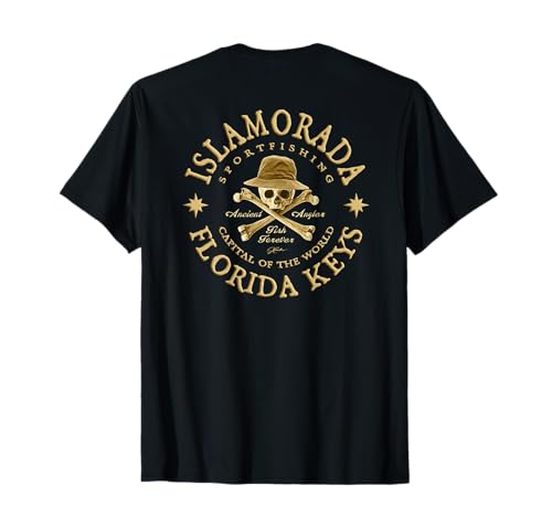 JCombs: Islamorada, Florida, Ancient Angler, Fishing T-Shirt - size chart