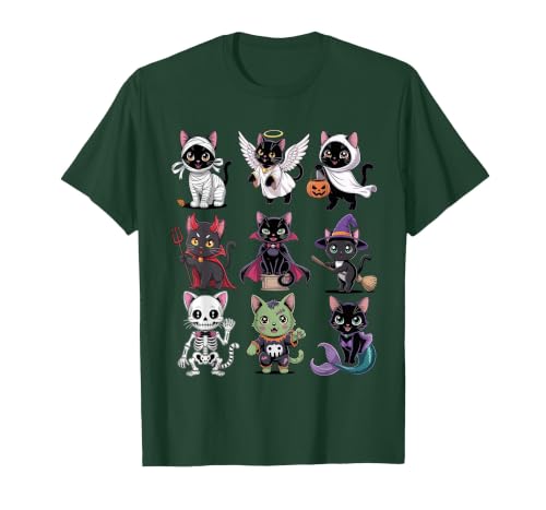 Halloween Cat Apparel Halloween Cat T-Shirt - Spooky Kittens Costume T-Shirt - size chart