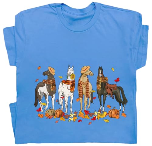 Niaday Fall Horse Shirt Men Women Graphic Short Sleeve T-Shirt Tee, Fall Season Horses Horse Lover Shirt - size chart