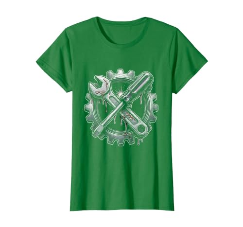 Mademark Grease Monkey Wrench and Screwdriver Crossed T-Shirt - Women - size chart